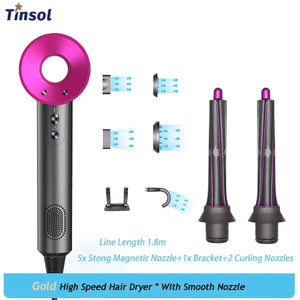 Planet Gates pink 10 attachments / EU Negative Ionic Hair Dryer Professinal Leafless Hair Care Constant Temperature Anion Electric Dryer Home Appliances Blow Dryer