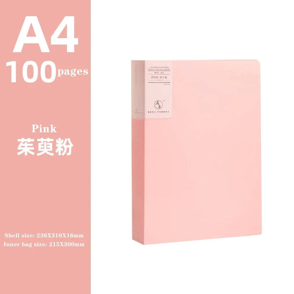 Planet Gates pink  100 pages JIANWU A4 Morandi File Bag 100 Pages Data Book Large Capacity File Folder Portfolio Office Stationery