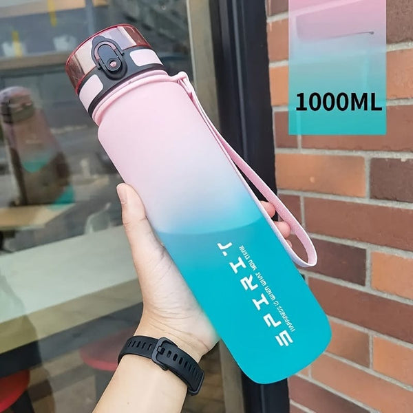 Planet Gates Pink / 1000ML 1pc 650ml/1000ml Large Plastic Portable Water Bottle, Leakproof Gradient Water Cup For Outdoor Fitness Sports Camping Travel