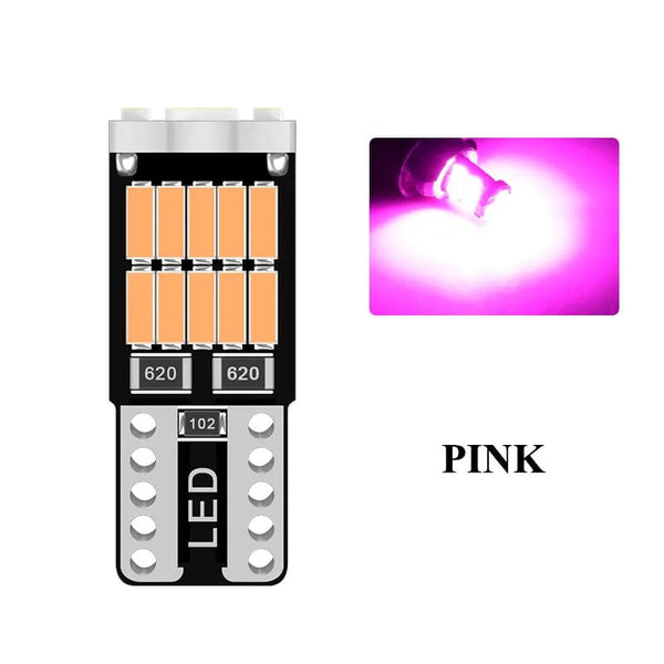 Planet Gates Pink 100x T10 Led Canbus W5W Led Car Interior Light 26led 4014smd 194 168 620 No Error Reading Dome Light Instrument Plate Lamp 6000K