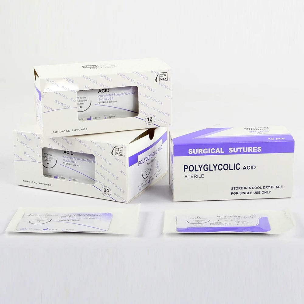 Planet Gates Pink 12pcs Absorbable Suture Thread Pet Dog Specific PGA 75CM With Needle  2/0 3/0 4/0 5/0 Teaching Demonstrations Exercises Use