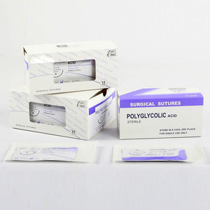 Planet Gates Pink 12pcs Absorbable Suture Thread Pet Dog Specific PGA 75CM With Needle  2/0 3/0 4/0 5/0 Teaching Demonstrations Exercises Use