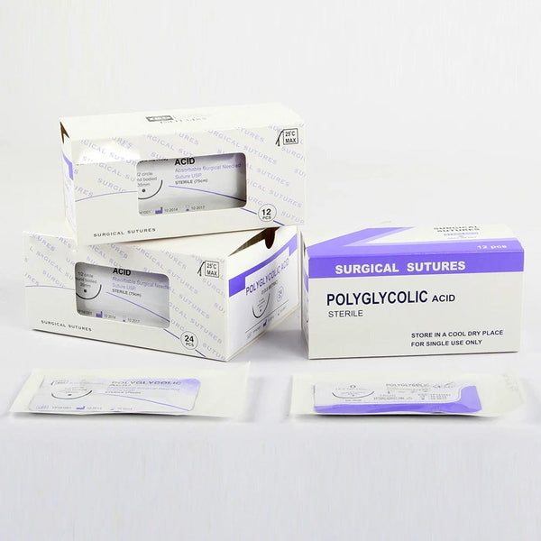 Planet Gates Pink 12pcs Absorbable Suture Thread Pet Dog Specific PGA 75CM With Needle  2/0 3/0 4/0 5/0 Teaching Demonstrations Exercises Use