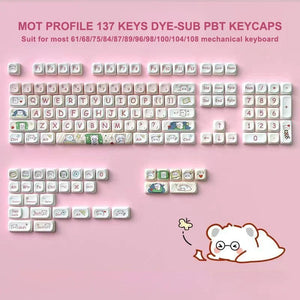 Planet Gates pink 142 Keys Bow PBT Keycaps MOA Profile PBT Dye Sublimation DIY Key caps for 61/87/104 Cherry MX Switch Gaming Mechanical Keyboard