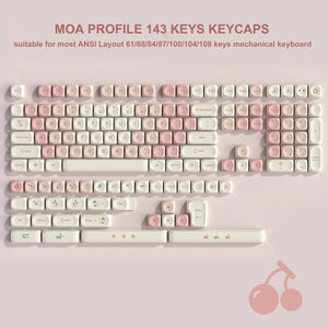Planet Gates pink 142 Keys Bow PBT Keycaps MOA Profile PBT Dye Sublimation DIY Key caps for 61/87/104 Cherry MX Switch Gaming Mechanical Keyboard