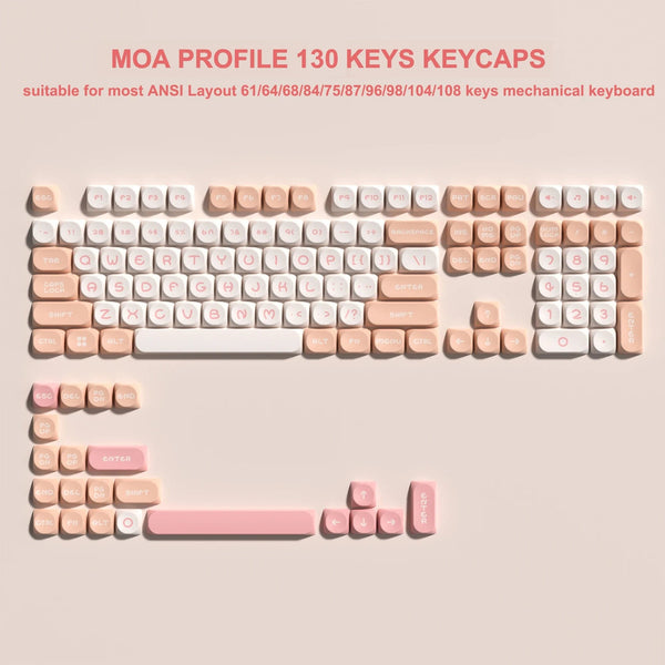 Planet Gates pink 142 Keys Bow PBT Keycaps MOA Profile PBT Dye Sublimation DIY Key caps for 61/87/104 Cherry MX Switch Gaming Mechanical Keyboard
