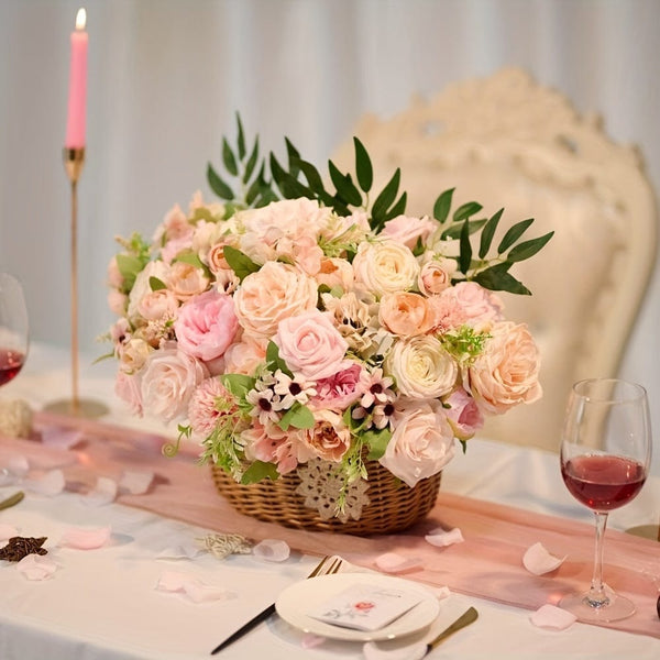 Planet Gates Pink 1box Of Artificial Flowers Pink Wedding Flowers With Stems, Fake Cake Flowers Wedding Bouquet, Centerpieces Cake Toppers Shower Decor, Aesthetic Room Decor, Home Decor