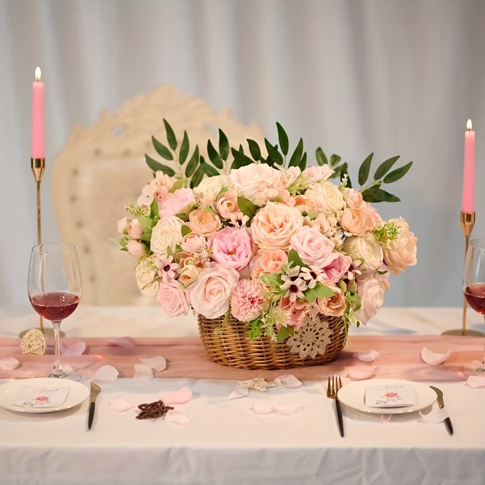 Planet Gates Pink 1box Of Artificial Flowers Pink Wedding Flowers With Stems, Fake Cake Flowers Wedding Bouquet, Centerpieces Cake Toppers Shower Decor, Aesthetic Room Decor, Home Decor