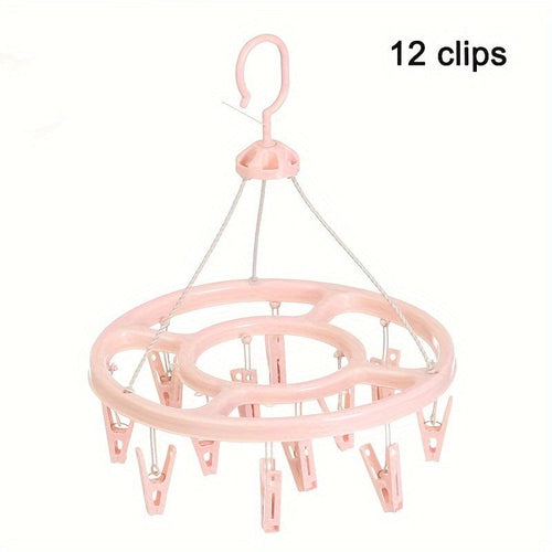 Planet Gates Pink 1pc 1pc12 Clip Round Drying Rack Plastic 360 Degree Windproof Hanging Socks Hanger Multifunctional Infant Toddler Clothes Storage Hanger Hook Underwear Rack Kids Clip Drying Rack For Wardrobe Finishing