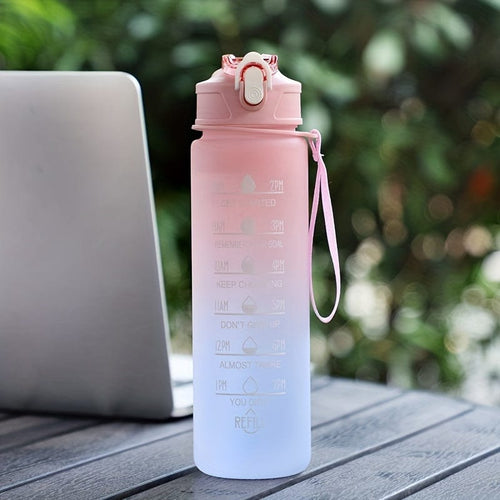 Planet Gates pink 1pc, 750ml Motivational Water Bottle With Straw & Time Marker, Daily Water Intake Bottle With Carrying Strap For Fitness, Gym, School, Yoga, Hiking, And Also Suitable For Drinking Water At Ordinary Times
