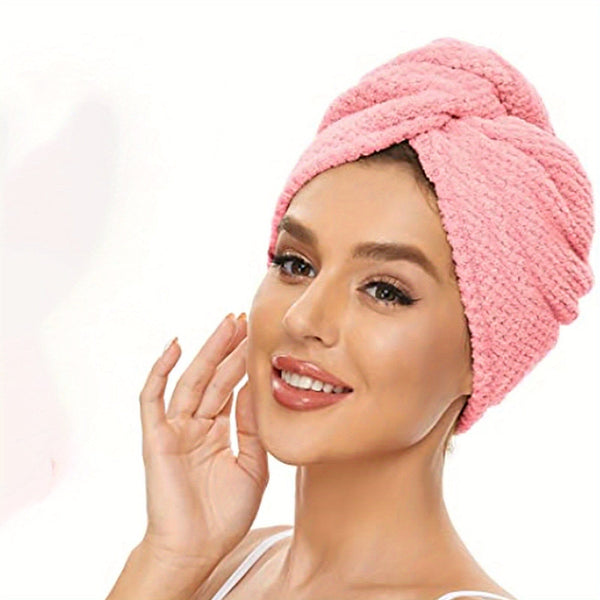 Planet Gates Pink 1pc Absorbent Household Hair Drying Towel For All Hairstyles, Quick-drying Hair Turban - Perfect For Mom Wife Girlfriend