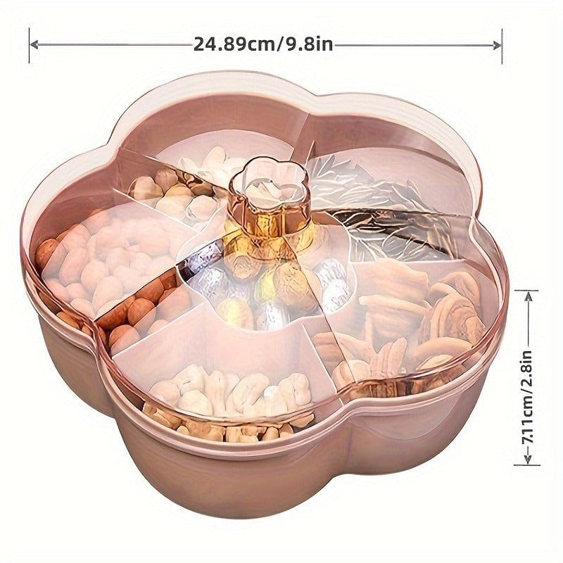 Planet Gates pink 1pc Candy Servers, Snack Storage Box, 24.99 * 24.99 * 6.3cm, Dried Fruit Tray, 6 Plastic Compartment Box Clear Organizer, For Candy, Fruits, Nuts, Snacks Parties Entertaining, For Home Living Room Party Wedding, Table