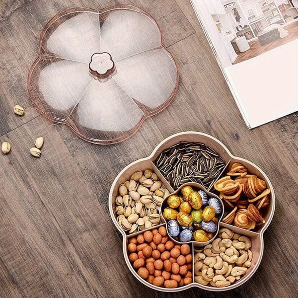 Planet Gates pink 1pc Candy Servers, Snack Storage Box, 24.99 * 24.99 * 6.3cm, Dried Fruit Tray, 6 Plastic Compartment Box Clear Organizer, For Candy, Fruits, Nuts, Snacks Parties Entertaining, For Home Living Room Party Wedding, Table