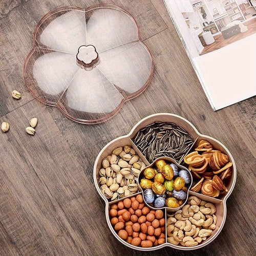 Planet Gates pink 1pc Candy Servers, Snack Storage Box, 24.99 * 24.99 * 6.3cm, Dried Fruit Tray, 6 Plastic Compartment Box Clear Organizer, For Candy, Fruits, Nuts, Snacks Parties Entertaining, For Home Living Room Party Wedding, Table