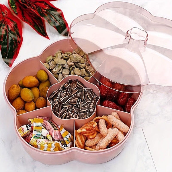 Planet Gates pink 1pc Candy Servers, Snack Storage Box, 24.99 * 24.99 * 6.3cm, Dried Fruit Tray, 6 Plastic Compartment Box Clear Organizer, For Candy, Fruits, Nuts, Snacks Parties Entertaining, For Home Living Room Party Wedding, Table