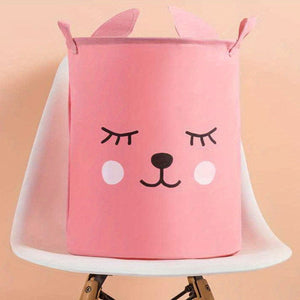 Planet Gates Pink 1pc Cartoon Pattern Hamper With Handle, Linen Fabric With Ears Shape Storage Bucket For Clothes And Children's Toy Organization And Storage, Laundry Basket For Bathroom, Bedroom, Living Room, Laundry Room