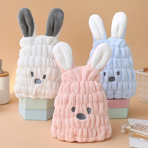 Planet Gates Pink 1pc Cute Cartoon Bunny Hair Drying Cap, Quick Drying Coral Fleece Hair Towel For Bathroom, Super Absorbent Quick-drying Shower Cap, Bathroom Supplies