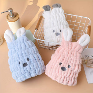 Planet Gates Pink 1pc Cute Cartoon Bunny Hair Drying Cap, Quick Drying Coral Fleece Hair Towel For Bathroom, Super Absorbent Quick-drying Shower Cap, Bathroom Supplies