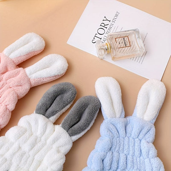 Planet Gates Pink 1pc Cute Cartoon Bunny Hair Drying Cap, Quick Drying Coral Fleece Hair Towel For Bathroom, Super Absorbent Quick-drying Shower Cap, Bathroom Supplies