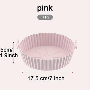 Planet Gates pink 1pc Silicone Air Fryer Liners, Round Food Safe Non Stick Air Fryer Basket, Reusable Replacement Of Flammable Parchment Liner Paper Fits Air Fryer Accessories