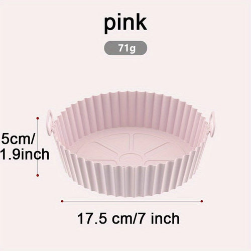 Planet Gates pink 1pc Silicone Air Fryer Liners, Round Food Safe Non Stick Air Fryer Basket, Reusable Replacement Of Flammable Parchment Liner Paper Fits Air Fryer Accessories