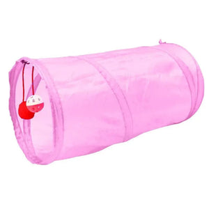 Planet Gates Pink 1PC Two-way Retractable Cat Tunnel Toy Cat Interactive Self Hi Ring Paper Foldable Bell Single Layer ( Random Color)