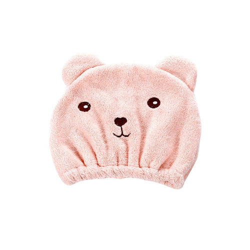 Planet Gates Pink 1ps Cartoon Bear Thicken Hair Drying Cap Super Absorbent Quick Drying Towel Shower Cap Korean Version Scrub Hair Bag Head Wrap