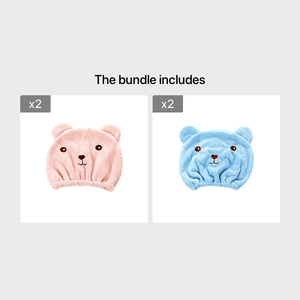 Planet Gates Pink*2+Blue*2 1ps Cartoon Bear Thicken Hair Drying Cap Super Absorbent Quick Drying Towel Shower Cap Korean Version Scrub Hair Bag Head Wrap
