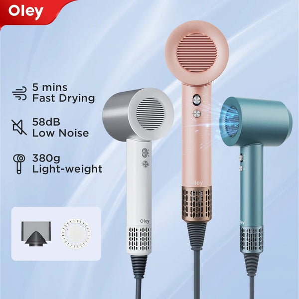 Planet Gates Pink 2 Nozzles / EU Oley High-speed Hair Dryer 900W Lightweight Powerful Brushless Motor Low Noise Quick Dryer Negative Ionic Blow Dryer
