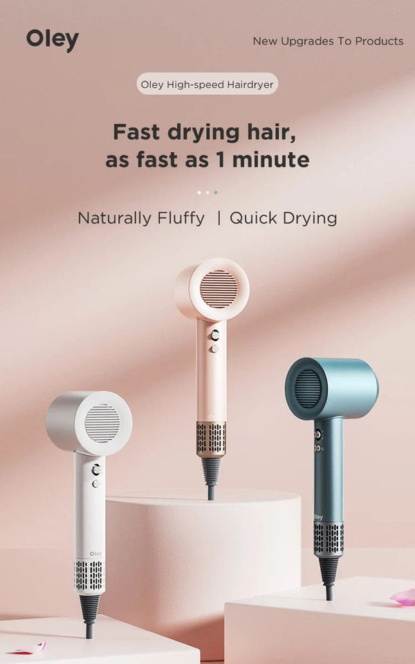 Planet Gates Pink 2 Nozzles / EU Oley High-speed Hair Dryer 900W Lightweight Powerful Brushless Motor Low Noise Quick Dryer Negative Ionic Blow Dryer