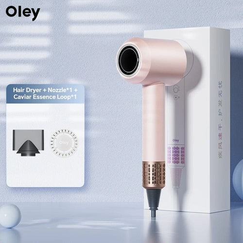 Planet Gates Pink 2 Nozzles / EU Oley High-speed Hair Dryer 900W Lightweight Powerful Brushless Motor Low Noise Quick Dryer Negative Ionic Blow Dryer