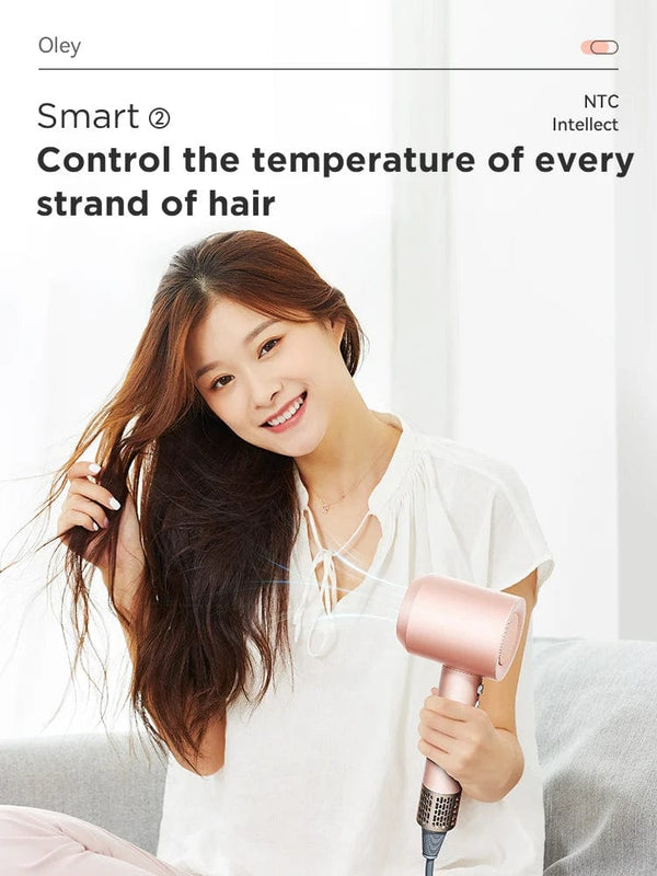 Planet Gates Pink 2 Nozzles / EU Oley High-speed Hair Dryer 900W Lightweight Powerful Brushless Motor Low Noise Quick Dryer Negative Ionic Blow Dryer