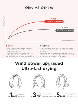 Planet Gates Pink 2 Nozzles / EU Oley High-speed Hair Dryer 900W Lightweight Powerful Brushless Motor Low Noise Quick Dryer Negative Ionic Blow Dryer