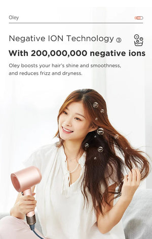 Planet Gates Pink 2 Nozzles / EU Oley High-speed Hair Dryer 900W Lightweight Powerful Brushless Motor Low Noise Quick Dryer Negative Ionic Blow Dryer
