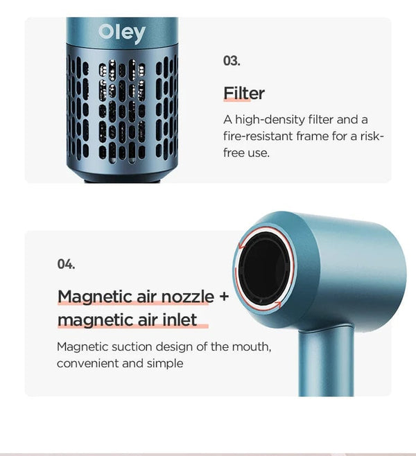 Planet Gates Pink 2 Nozzles / EU Oley High-speed Hair Dryer 900W Lightweight Powerful Brushless Motor Low Noise Quick Dryer Negative Ionic Blow Dryer