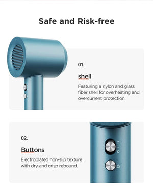 Planet Gates Pink 2 Nozzles / EU Oley High-speed Hair Dryer 900W Lightweight Powerful Brushless Motor Low Noise Quick Dryer Negative Ionic Blow Dryer