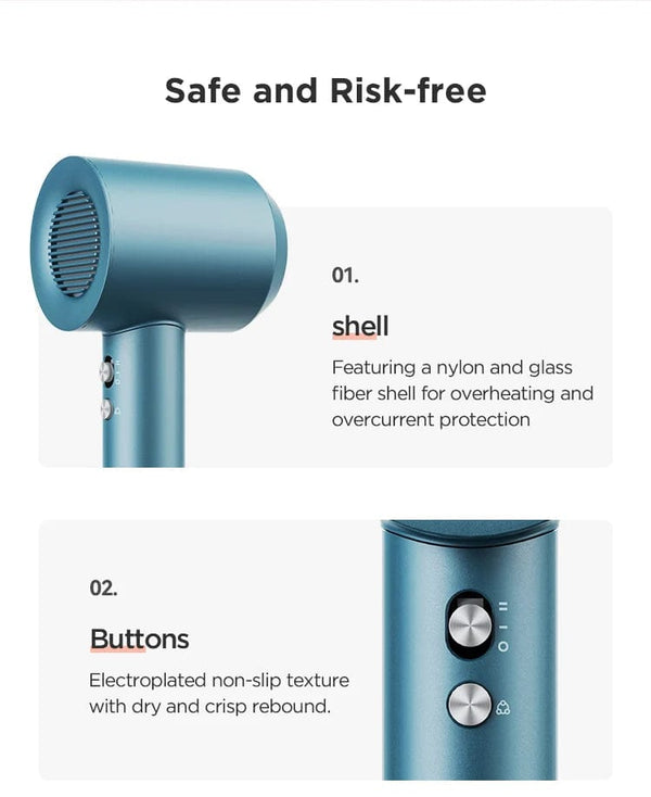 Planet Gates Pink 2 Nozzles / EU Oley High-speed Hair Dryer 900W Lightweight Powerful Brushless Motor Low Noise Quick Dryer Negative Ionic Blow Dryer