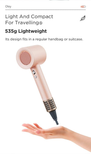 Planet Gates Pink 2 Nozzles / EU Oley High-speed Hair Dryer 900W Lightweight Powerful Brushless Motor Low Noise Quick Dryer Negative Ionic Blow Dryer
