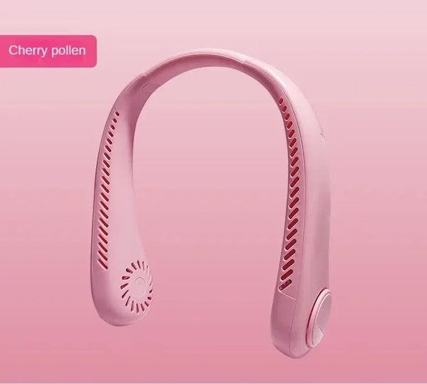 Planet Gates Pink 2024 1200mAh New Mini Neck Mounted Fan Portable Bladeless Neck Rechargeable Air Cooler 3 Speed Mini Summer Sports Fan Outdoor