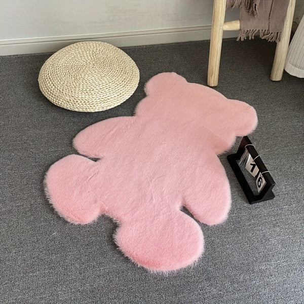 Planet Gates pink / 23.62*35.43in（60*90cm） 1pc Pink Bear Rug, Bear Shaped Area Rug, Teddy Bear Rugs For Bedroom, Cute Soft Fluffy Rug Fuzzy Shaggy Rug Carpet For Kids Teen Girls Room Floor Sofa Living Room