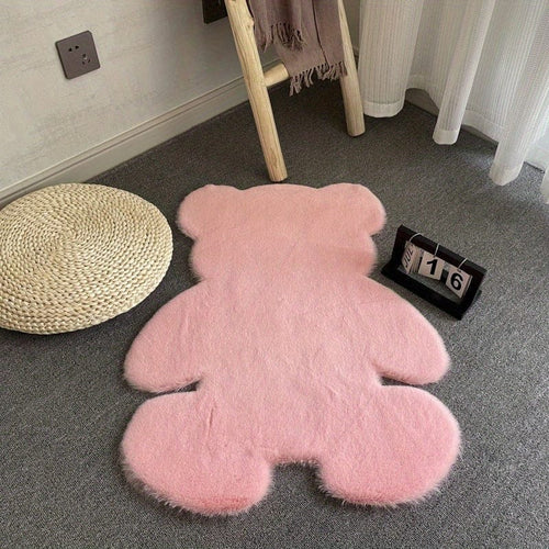 Planet Gates pink / 23.62*35.43in（60*90cm） 1pc Pink Bear Rug, Bear Shaped Area Rug, Teddy Bear Rugs For Bedroom, Cute Soft Fluffy Rug Fuzzy Shaggy Rug Carpet For Kids Teen Girls Room Floor Sofa Living Room