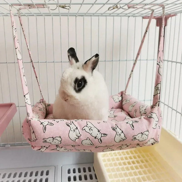 Planet Gates Pink / 23x30cm Warm Rabbits Bunny House Winter Small Pet Hammock Plush Hamster Guinea Pig Cage Hanging Bed Swing Nest Climb Toys Pet Supplies