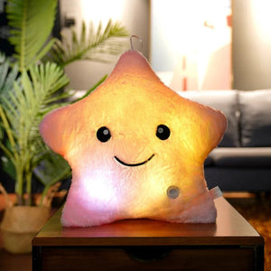 Planet Gates Pink 24*22cm Creative Toy Luminous Star Pillow Stuffed Plush Glowing Colorful Stars Cushion Led Light Toys Gift For Kids Children