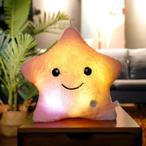 Planet Gates Pink 24*22cm Creative Toy Luminous Star Pillow Stuffed Plush Glowing Colorful Stars Cushion Led Light Toys Gift For Kids Children