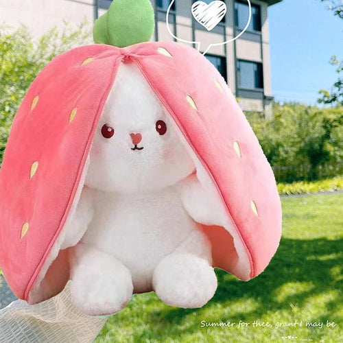 Planet Gates Pink / 25cm 25cm Cosplay Strawberry Carrot Rabbit Plush Toy Stuffed Creative Bag into Fruit Transform Baby Cuddly Bunny Plushie Doll For Kid