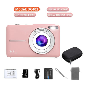 Planet Gates Pink 32G-DC403 HD 1080P digital Camera 2.4 inches Rechargeable Cameras with 16x Zoom Compact Camera 44MP Cameras for kids Girls camera digit