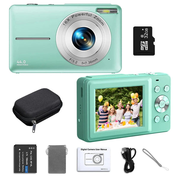 Planet Gates Pink 32G-DC403 HD 1080P digital Camera 2.4 inches Rechargeable Cameras with 16x Zoom Compact Camera 44MP Cameras for kids Girls camera digit