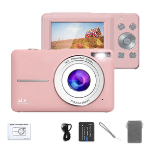 Planet Gates Pink 32G-DC403 HD 1080P digital Camera 2.4 inches Rechargeable Cameras with 16x Zoom Compact Camera 44MP Cameras for kids Girls camera digit