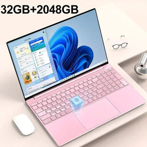 Planet Gates Pink 32GB 2048GB / Intel Celeron N5095 Portable Laptop 15.6" 32GB Ram DDR4 2TB SSD Windows 11 Notebook Pc Gamer Intel N5095 Office Computer with Backlit Fingerprint
