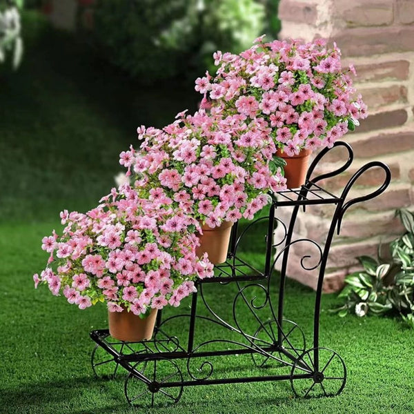 Planet Gates Pink / 36.83cm 2/4pcs, Artificial Flowers, Yellow Bulk Outdoor UV Resistant Fake Plants For Outside No Fade Fall Flowers Greenery Shrubs For Hanging Basket Planters, Window Outdoor Garden Yard Decor, Home Room Scene Decor